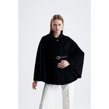 Isawella Deri Kemerli Kaşe Panço - Siyah