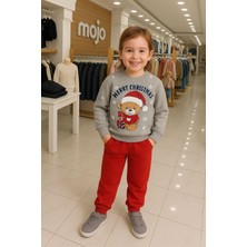 Mojo Bebek Mojo Unisex Çocuk 1-3 Yaş Noel Baba Desenli Eşofman Takımı Gri