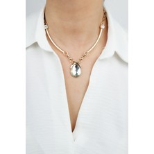Liveyn Design Damla Kristal Bronz Kolye