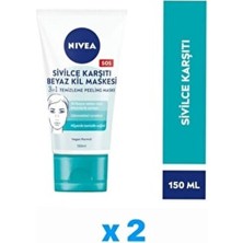 Nivea Sivilce Karşıtı Beyaz Kil Maskesi 3'ü 1 Arada 150 ml x 2 Adet