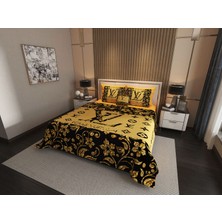 Marcalanya Çift Kişilik Pike Takımı Pamuklu Kumaş Jakar Dokuma Kapitone Dikişli 3D Dijital Baskılı 7 Parça-Lüks Duvet Cover Set Model
