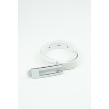 Liveyn Design Gümüş Tokalı Vegan Deri Ince Kemer