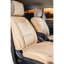 Castor Otomotiv Jeep Compas Uyumlu Yarı Deri Oto Koltuk Kılıfı Tam Set Vena Bej
