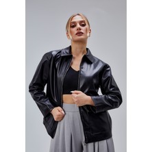 Bolivente Siyah Regular Fit Deri Ceket
