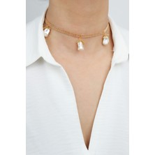 Liveyn Design Inci Detay Gold Choker Kolye