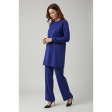 Ece Giyim Kadın Tunik Önü Dikişli Altı Bantlı Pantolonun Beli Lastikli Önü Dikişli Ikili Takım