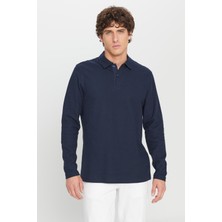 %100 Pamuk Slim Fit Dar Kesim Polo Yaka Jakarlı Triko Tişört