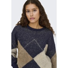 Only Noeme Life Ls Jacquard O-Neck Kadın Triko Kazak – Jakarlı Bisiklet Yaka