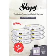 Sleepy 40'lı Yenidoğan Devam Islak Havlu 6 Al 5 Öde, Rosie Pudra Oda Kokusu