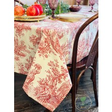 Perde Plus Fransız Masa Örtüsü, Vintage Pastoral Sahne Deseni, Dekoratif Yemek Masası Örtüsü