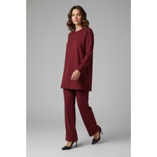 Ece Giyim Kadın Tunik Önü Dikişli Altı Bantlı Pantolonun Beli Lastikli Önü Dikişli Ikili Takım