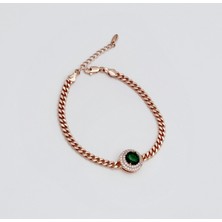 Mavika Jewellery 18K Rose Gold Plated Green Glow Bileklik