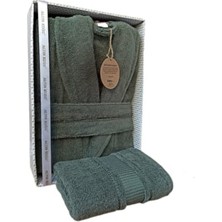 Özdilek Colourist Bornoz + Baş Havlusu Seti Pamuk Materyal L Beden Cepsiz Yeşil Renk