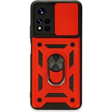 Xiaomi Poco M4 Pro 5g Kılıf Pars Lens Yüzüklü Silikon - Kırmızı - FKU3064-4276