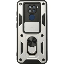 Xiaomi Redmi Note 9 Kılıf Pars Lens Yüzüklü Silikon - Gümüş - FKU8999-6617
