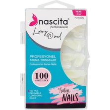 Nascita Long Oval Takma Tırnak 100'lü Kutulu Besleyici Jel Siyah Renkli Kadın Kullanımı İçin