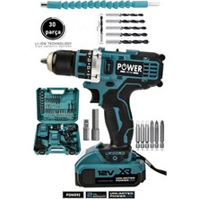 Power Black Powerblack 12V Çift Akülü Vidalama Çelik Mandren Şarjlı Matkap