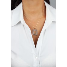 Liveyn Design Zirkon Taşlı Kare Uçlu Ince Zincir Gold Kolye
