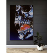 Teona Ahşap Metalik Kurukafa Yağlı Boya Görünümlü Ahşap Dekoratif Tablo Dikdörtgen Tablo