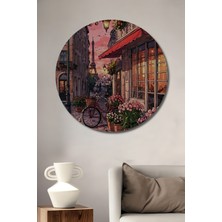 Teona Ahşap Paris Rüyası Yağlı Boya Görünümlü Ahşap Dekoratif Tablo Yuvarlak Tablo