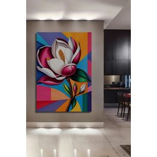 Teona Ahşap Canlı Renkler Saksı Çiçeği Sulu Boya Görünümlü Soyut Sanat Ahşap Dekoratif Tablo Dikdörtgen Tablo