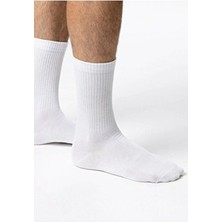 Esinti Tenis Çorabı Fitilli Beyaz Unisex Soket Tenis Çorap 6 Adet