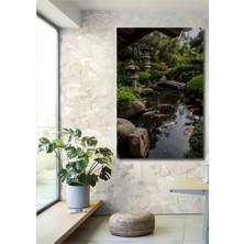 Teona Ahşap Japon Bahçesi Yağlı Boya Görünümlü Ahşap Dekoratif Tablo Dikdörtgen Tablo