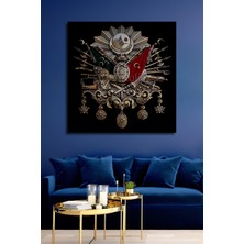 Teona Ahşap Osmanlı Tuğrası Yağlı Boya Görünümlü Ahşap Dekoratif Tablo Dikdörtgen Tablo