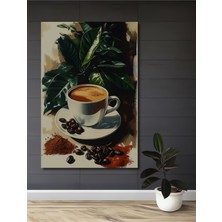 Teona Ahşap Kahve Keyfi Yağlı Boya Görünümlü Ahşap Dekoratif Tablo Dikdörtgen Tablo