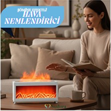 Sudora Alev Efektli Dekoratif Şömineli Hava Nemlendirici (Isıtmasız)