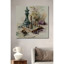 Teona Ahşap Stratejik Zeka Sulu Boya Görünümlü Ahşap Dekoratif Tablo Dikdörtgen Tablo