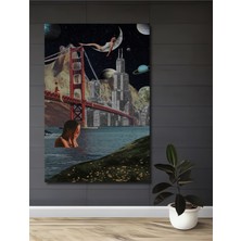 Teona Ahşap Rüyalardaki Altın Köprü Ahşap Dekoratif Tablo Yağlı Boya Görünümlü Modern Sanat Dikdörtgen Tablo