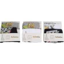 Katamino Erkek Çocuk Uçaklı İkili Boxer Set 128269 Gri-Beyaz