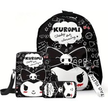 Ada Çanta Kırtasiye 3'lü Çocuk Sırt Çantası Seti Kuromi Figürlü (Sırt Çantası /beslenme Çant. / Kalem Kutusu) KRM055