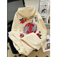 Kids Face Özel Tasarım Kapüşonlu Koi Balığı Sırt Baskılı %100 Pamuk 3 Iplik Kışlık Japon Stil Erkek Çocuk Eşofman Takımı