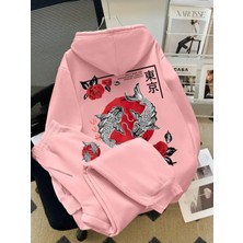 Kids Face Özel Tasarım Kapüşonlu Koi Balığı Sırt Baskılı %100 Pamuk 3 Iplik Kışlık Japon Stil Erkek Çocuk Eşofman Takımı