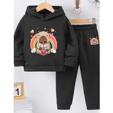Punix Kids Punıx Kıds Özel Seri Kapüşonlu Gökküşağı Smoothıe Zamanı Baskılı Kız Çocuk Kışlık Eşofman Takımı