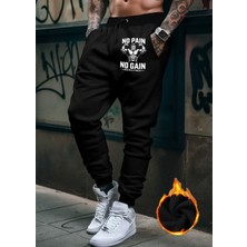 Punix Punıx Büyük Beden Özel Seri No Pain No Gain Baskılı %100 Pamuk Tam Kışlık Gym Stil Erkek Eşofman Altı