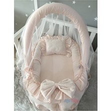 Jaju Baby Nest Somon Cibinlik ve Oyuncak Askılı Lüx Tasarım Fırfırlı Jaju-Babynest Anne Yanı