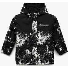 Koton Uzun Kollu Baskılı Kapşonlu Mevsimlik Mont