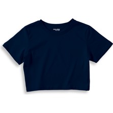 The Lucid Lab Basic Crop Tişört - Lacivert