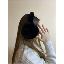Kadınlar İçin Sema Aksesuar Siyah Kışlık Soft Peluş Tüylü Kulaklık - Yumuşak ve Koruyucu