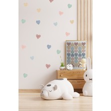Alışveriş Kurdu Boho Sulu Boya Kalpler Çocuk Bebek Odası Duvar Sticker Seti - 140 Parça Kalp Sticker Seti