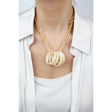 Liveyn Design Kemik Görünümlü Halka Detay Gold Kolye