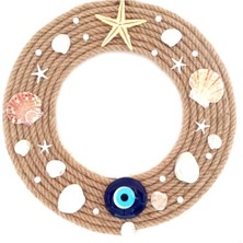 Deniz Yıldızlı Incili Nazar Boncuklu Duvar ve Kapı Süsü