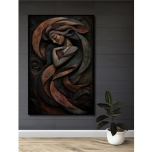 Teona Ahşap Bohem Sanat Yağlı Boya Görünümlü Ahşap Dekoratif Tablo Kadın Figürü Sanat Eseri Dikdörtgen Tablo