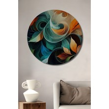 Teona Ahşap Büyülü Düşler Soyut Yağlı Boya Görünümlü Ahşap Dekoratif Tablo Yuvarlak Tablo