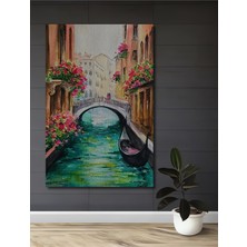 Teona Ahşap Venedik Kanalı Sulu Boya Görünümlü Ahşap Dekoratif Tablo Dikdörtgen Tablo