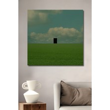 Teona Ahşap Minimalist Ahşap Dekoratif Tablo Kara Kare Yağlı Boya Görünümlü Sanat Eseri Dikdörtgen Tablo