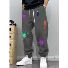 Amor Man Büyük Beden Özel Tasarım Paletteki Renkler Baskılı Kışlık Hip Hop Erkek Eşofman Altı